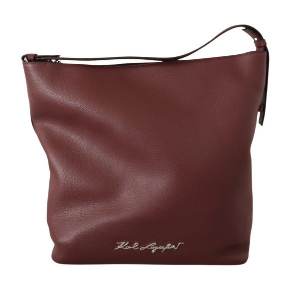 Karl Lagerfeld Bags Karl Lagerfeld Wine Pebble Leather Tote Bag